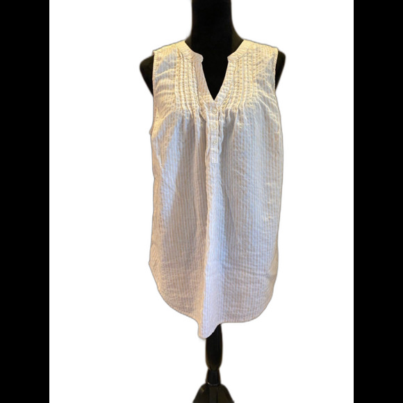 New Direction Blouse Plus Size XL Curvy Woman’s Top Striped Sleeveless Summer - Picture 2 of 10